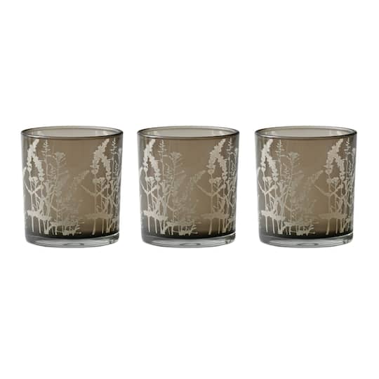 Wildflower Glass Candle Holders, 3ct.